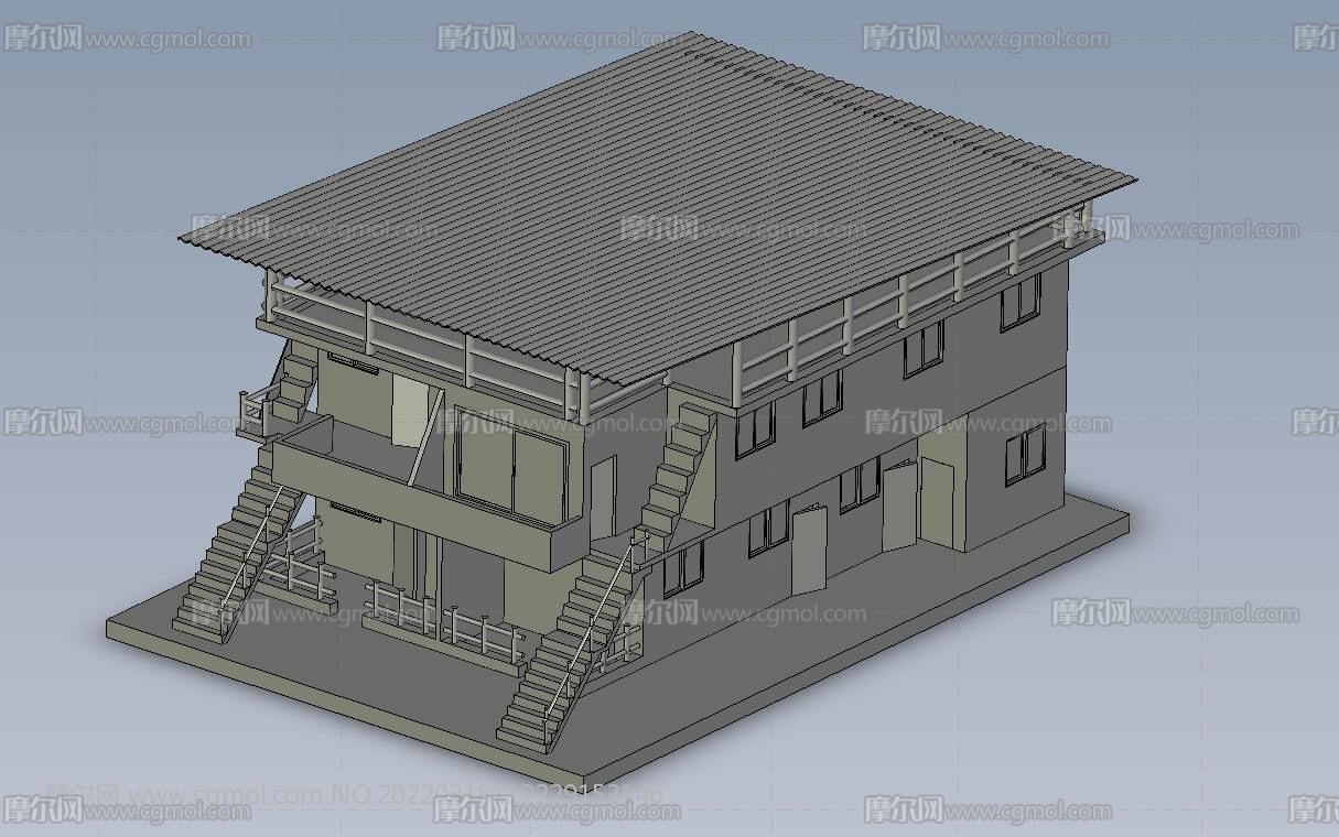 二层别墅房子,农村房屋3D图纸模型
