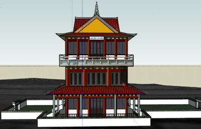 海上长城古建茶楼SU模型