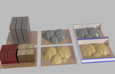 砂石,砖块灯施工材料堆场3D模型
