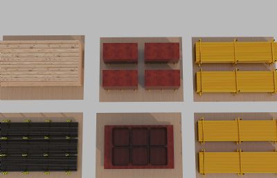 五种施工材料堆场3D模型