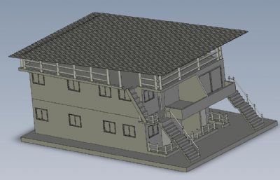 二层别墅房子,农村房屋3D图纸模型