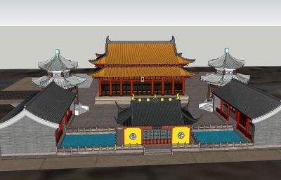 精致寺庙SKP模型