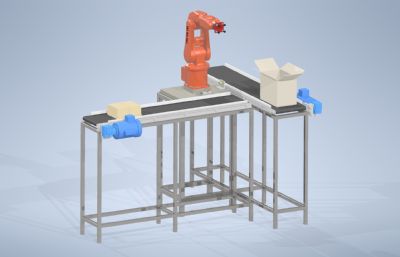 传送带封箱机器人3D图纸模型,STP格式