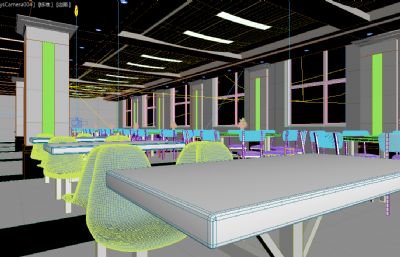 职工食堂,公司员工食堂3D模型