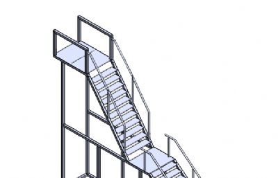 双层拼接楼梯结构STEP格式模型