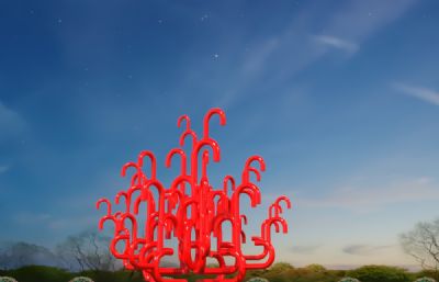 生机,抽象藤蔓花朵雕塑设计3D模型