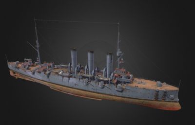 阿芙乐尔号战列巡洋舰3D模型,OBJ格式