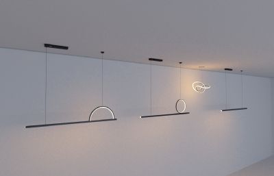 现代简约线性吊灯灯具3D模型