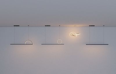 现代简约线性吊灯灯具3D模型
