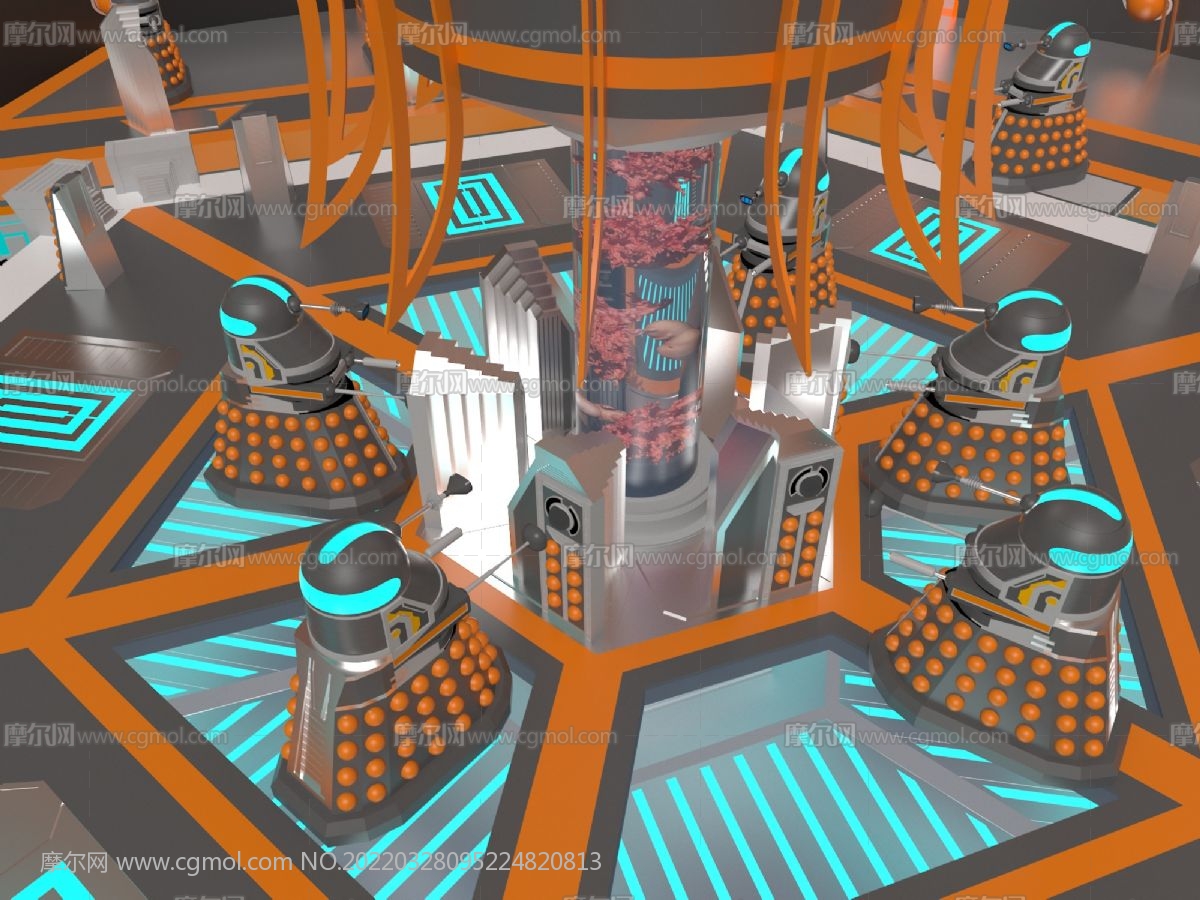 外星人基地空间站3D模型,带动画,包含max obj fbx三种格式(网盘下载)