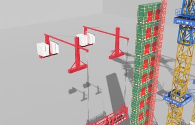 常用塔吊电梯吊篮3D模型