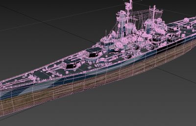 二战美国路易斯安那号战列舰3D模型塌陷文件