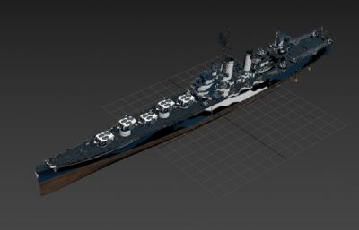 美国海军布鲁克林级轻巡洋舰3D模型塌陷文件