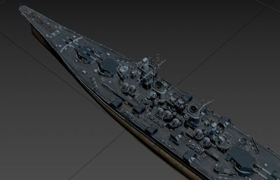 二战美国路易斯安那号战列舰3D模型塌陷文件