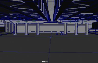城市地铁桥底游戏场景maya模型简模