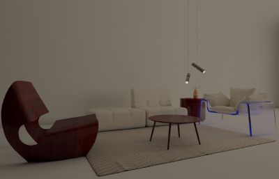 简约客厅家具软装设计3D模型