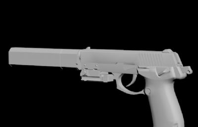Q-929手枪游戏道具3D模型,OBJ,FBX,GLTF等格式