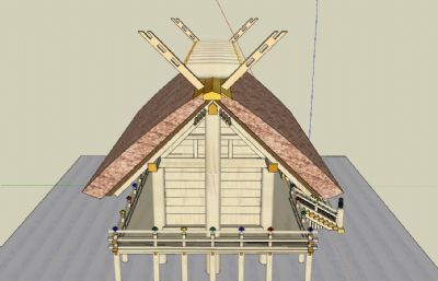 古建渔民小屋,木屋SKP模型