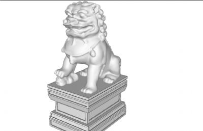石雕狮子,石狮SKP模型
