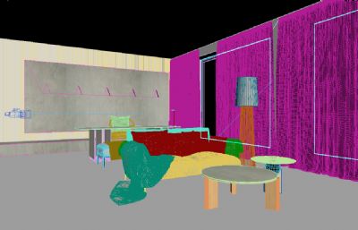 轻奢风客厅场景3D模型