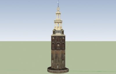 欧式风钟塔,钟楼SU模型