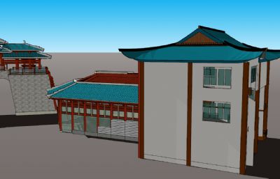 古建景区入口广场SKP模型