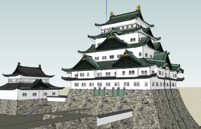 日式山城寺庙旧址SU模型
