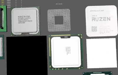 intel i7-4770k,i9-11900k,i7-4820k等各种CPU处理器,芯片maya模型(网盘下载)