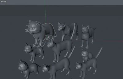 9种写实猫,卡通猫咪组合C4D模型(网盘下载)
