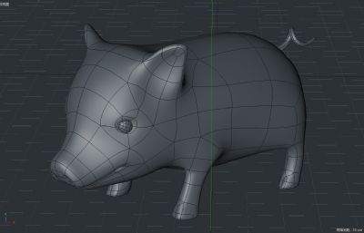 黄色宠物猪,写实猪C4D模型