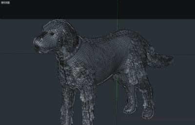 写实黑色流浪狗C4D模型