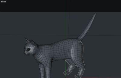 卡通黑白小花猫,写实猫C4D模型