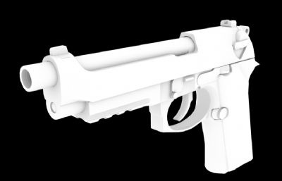 m9a3手枪游戏道具FBX模型白模