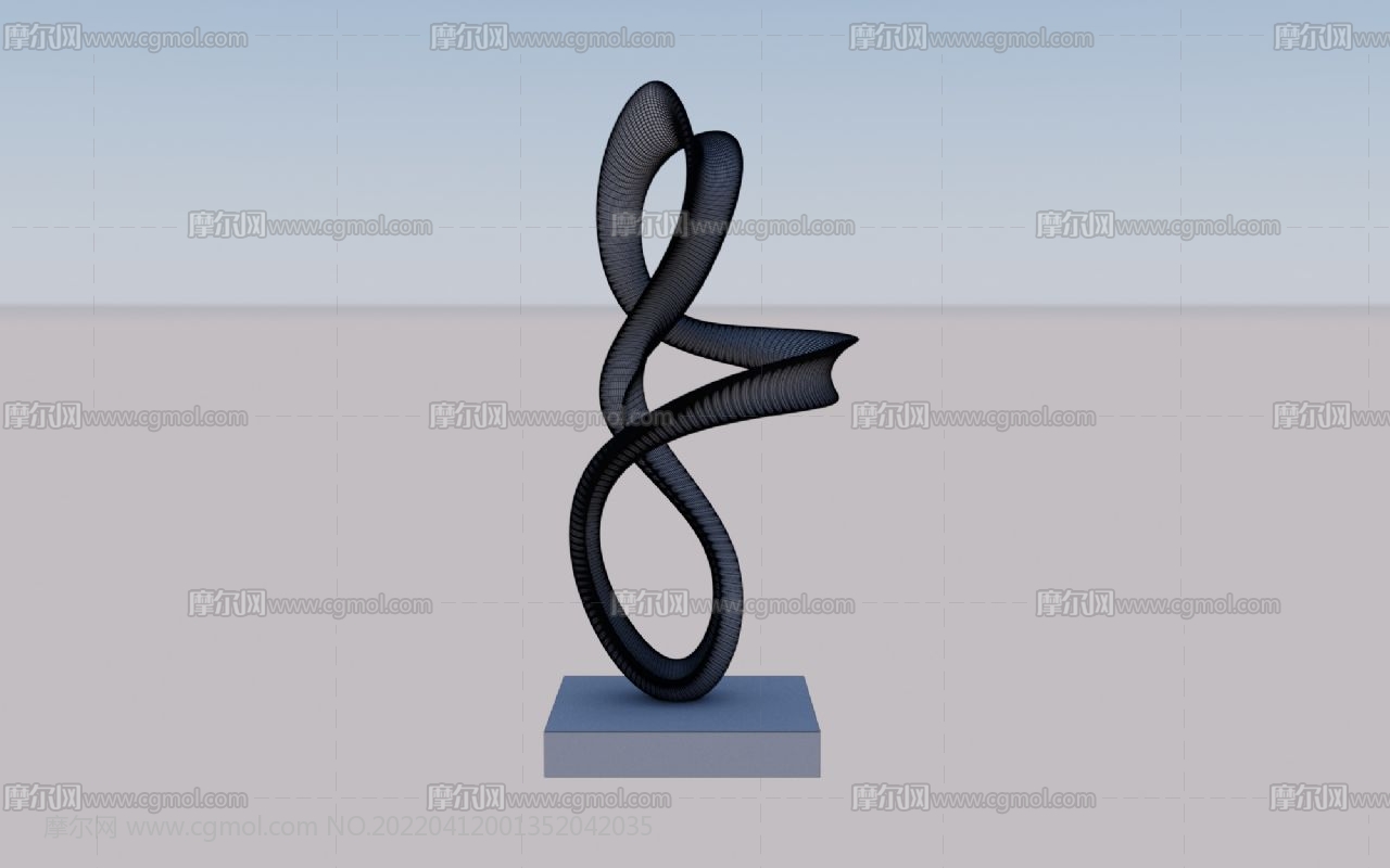 不锈钢飞舞抽象雕塑3D模型