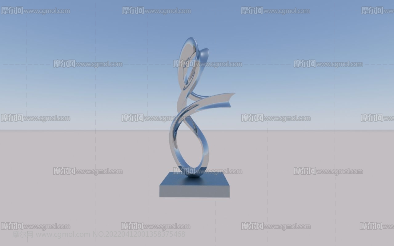 不锈钢飞舞抽象雕塑3D模型