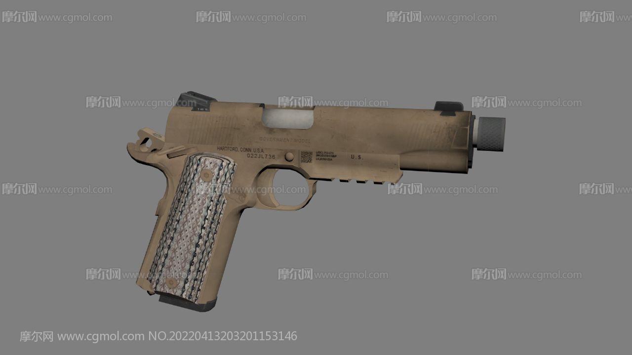m45a1手枪3D模型,OBJ格式