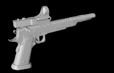 加长枪管手枪FBX模型素模