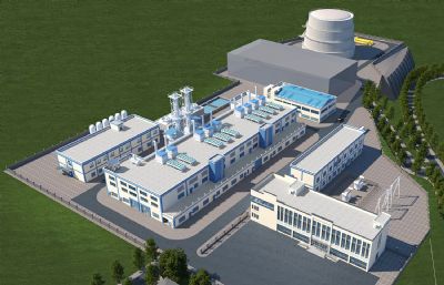 瓦斯发电厂,发电站3D模型