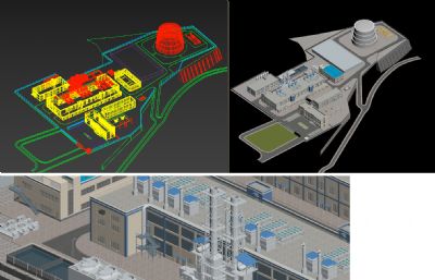 瓦斯发电厂,发电站3D模型
