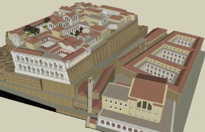 古罗马民宅建筑群SU模型