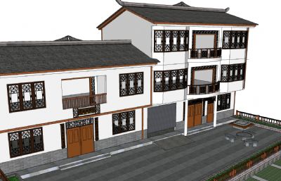 川北居民小房子,农村住宅别墅SU模型