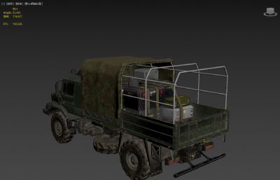 奔驰军用卡车3D模型,MAX,FBX,OBJ等格式