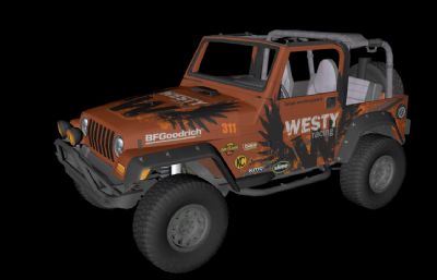 西部赛车越野车3D模型,OBJ格式