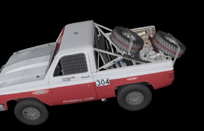 雪佛兰拉夫越野皮卡汽车3D模型,OBJ格式