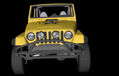 黄牛越野汽车3D模型,OBJ格式