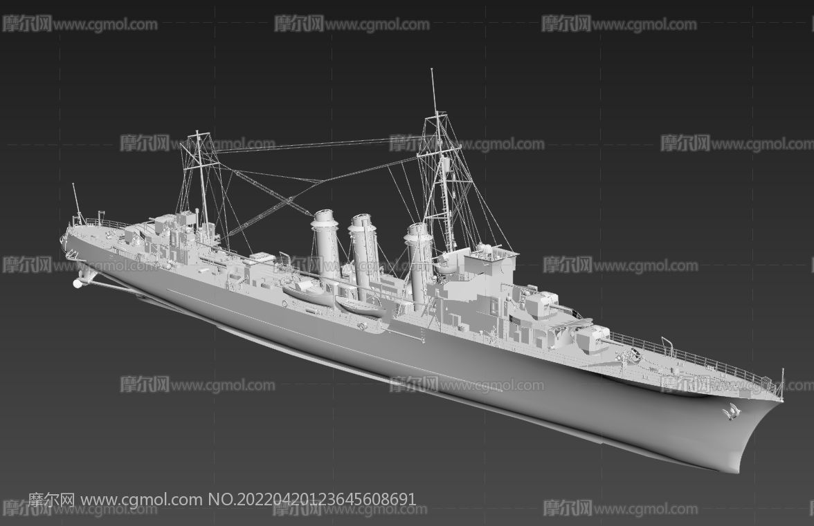 法国狂风号驱逐舰3D模型,带贴图