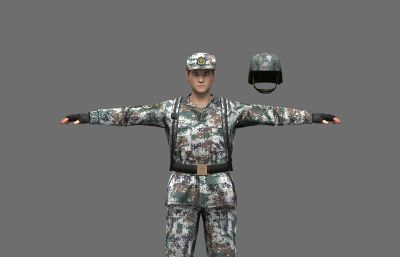 次世代军人,现代军人,特警,武警,迷彩服野战兵3D模型,MAX,FBX两种格式,两套服装