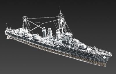 法国狂风号驱逐舰3D模型,带贴图
