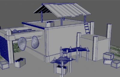 Maya小屋模型,小房子