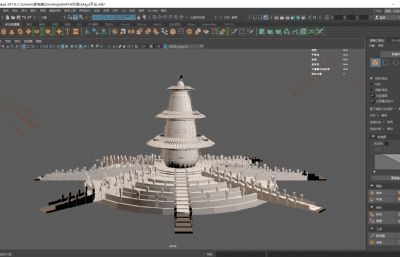 maya天坛模型